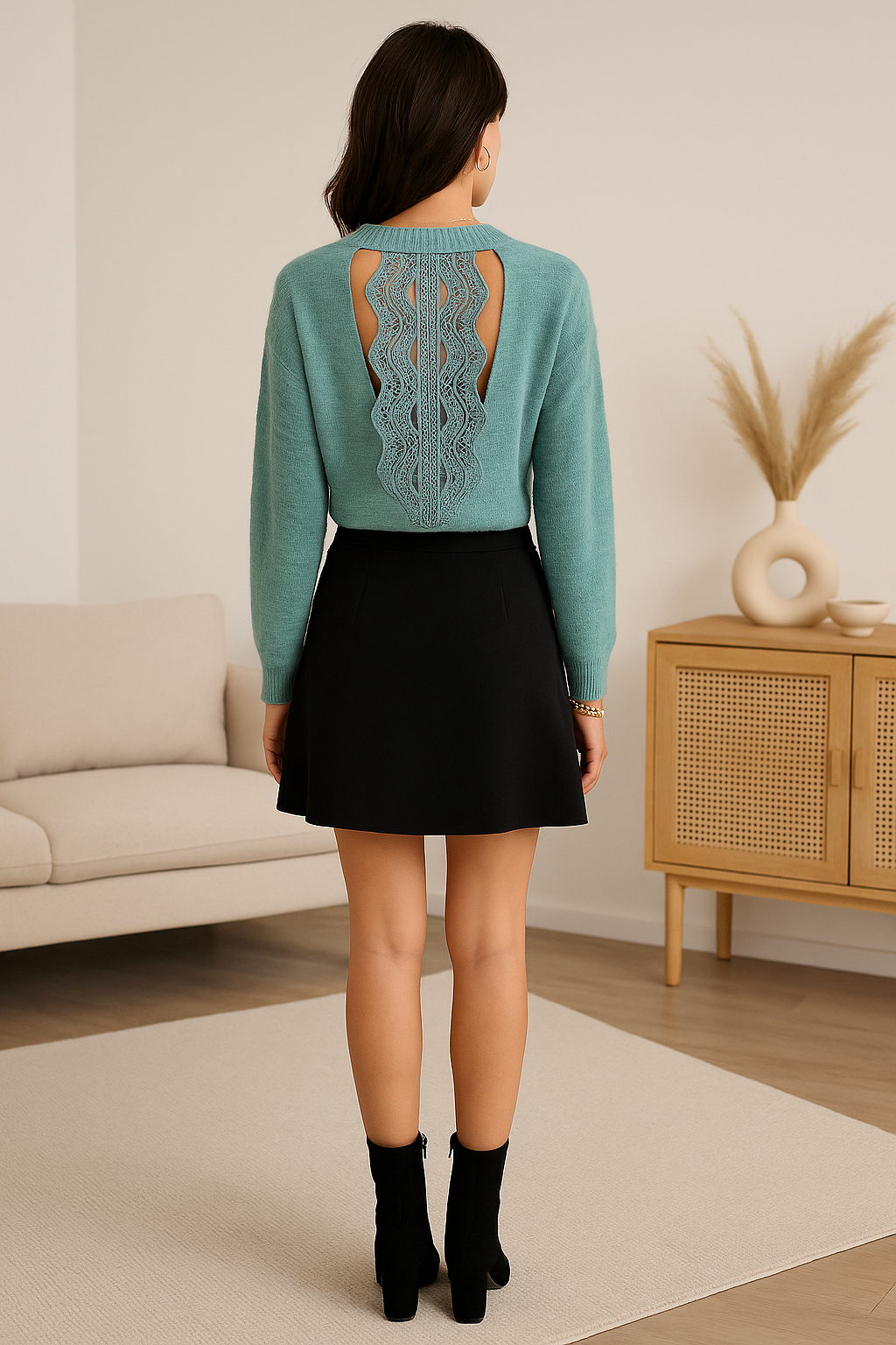 Pull doux dos brodé